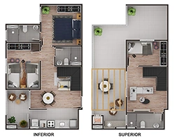 Planta 3 dorms. DUPLEX 123,84m² (D)